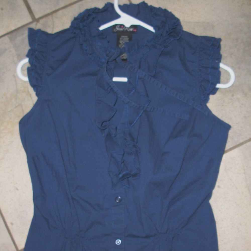 Susie Rose Navy Blue Cotton Sleeveless Blouse S